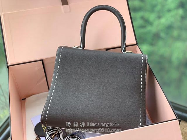 DELVAUX女包 Sellier小牛皮 德爾沃女手提包 DF0028 巧克力橡木灰 中號 Delvaux女單肩斜挎包  fcs1242